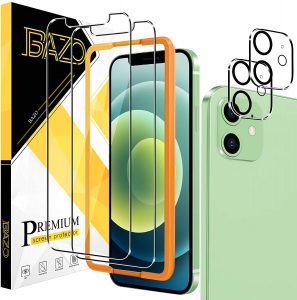 BAZO Tempered Glass Screen Protector and Camera Lens Protector for iPhone 12 