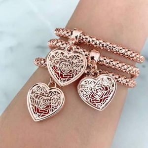 Blush Gold Rose Charm Bracelets