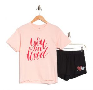 Hugs N Kisses T-Shirt & Shorts 2-Piece Pajama Set