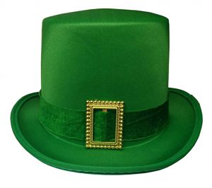 Saint Pattys Day Irish Leprechaun Green Satin Top Hat 