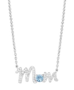 Birthstone Mom Necklace In Fine Silver Plate