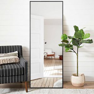 Modern Rectangle Metal Framed Black Full Length Floor Mirror Standing Mirror