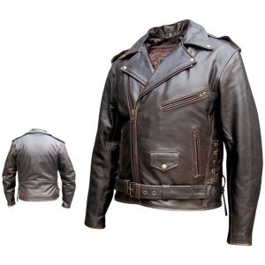 Allstate Leather Inc. Men's Retro Brown Motorcycle Jacket