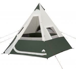1-Room Teepee Tent, with Vented Rear Window, Green