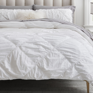 Ruched Diamond Organic Duvet Cover