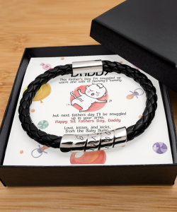 Daddy's First Father's Day - Engraved Black Bracelet